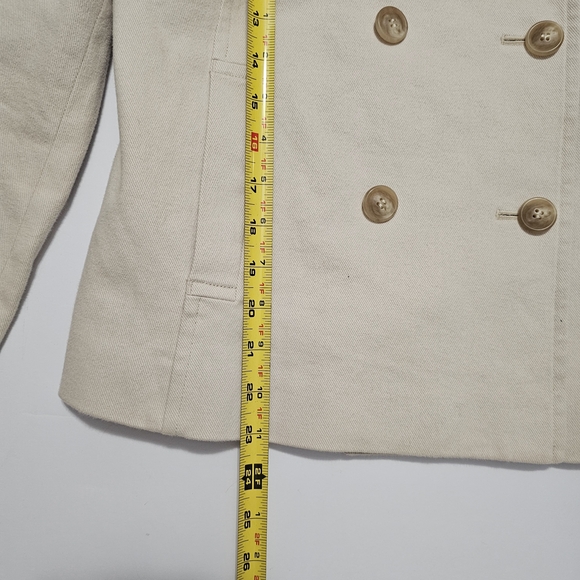 Michel Klein Paris Double Breasted Wool Blend Peacoat Coat Medium Beige - Picture 7 of 11